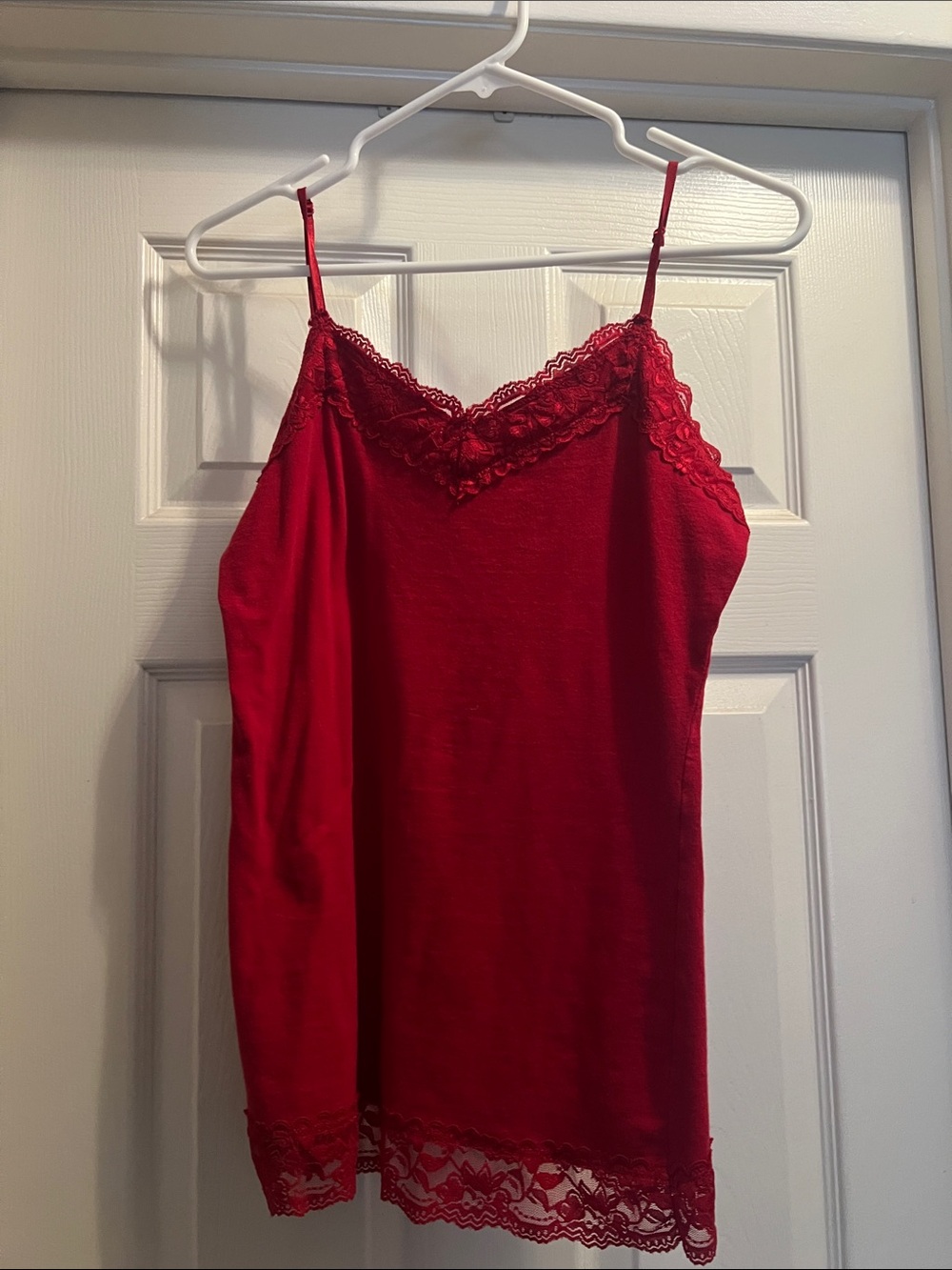 Red Lace-Trim Cami Top